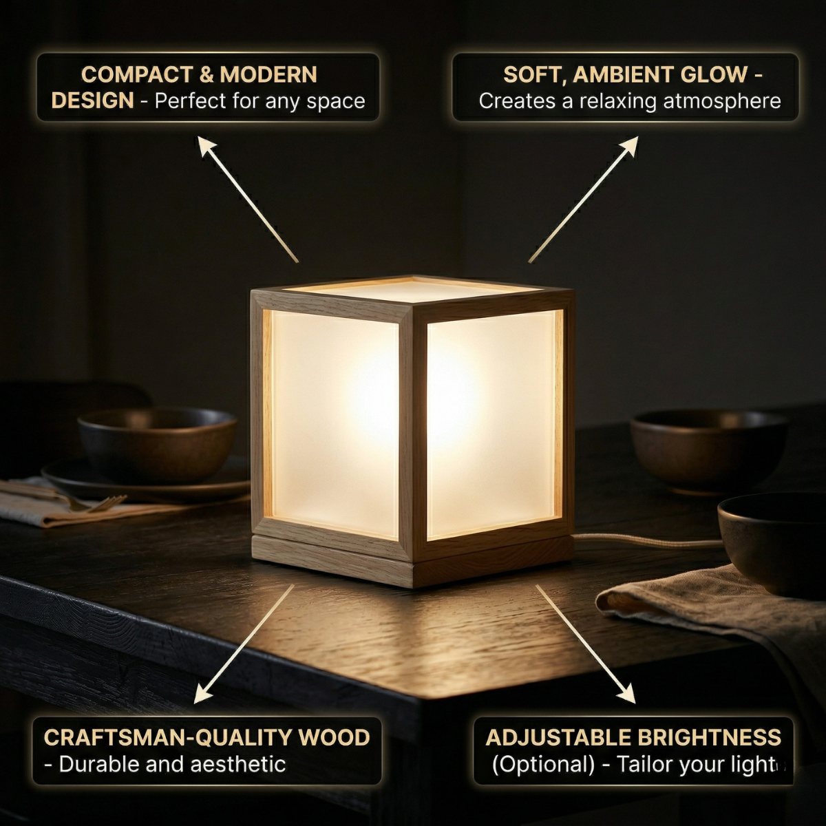 Nordic Glow Wooden Cube Table Lamp – Soft Ambient Lighting