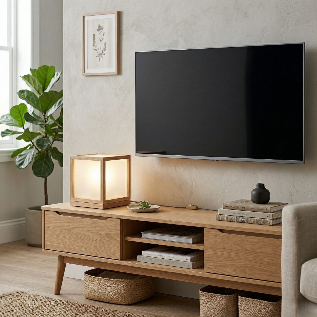 Nordic Glow Wooden Cube Table Lamp – Soft Ambient Lighting